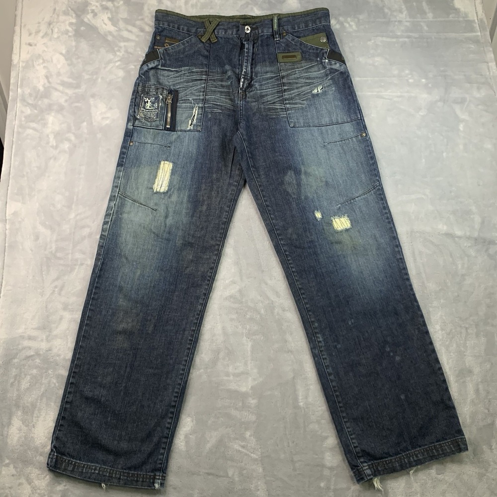 LRG Denim Surplus Collection Denim Jeans Pockets Baggy Skate Mens 36X33